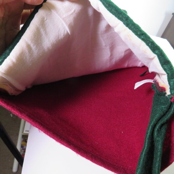 Giant Poinsettia Stocking vintage traditional embroidered 36 in Long plus - Picture 6 of 8